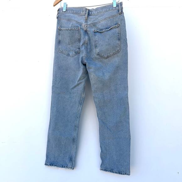 Agolde Riley High Rise Straight Crop Jeans Dimension Light Wash Pants 28 Button - Picture 5 of 10